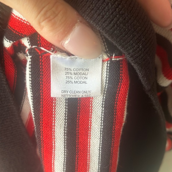 TRINA TURK Red, White, and Black Striped Ribbed Knit Top M - Picture 3 of 6